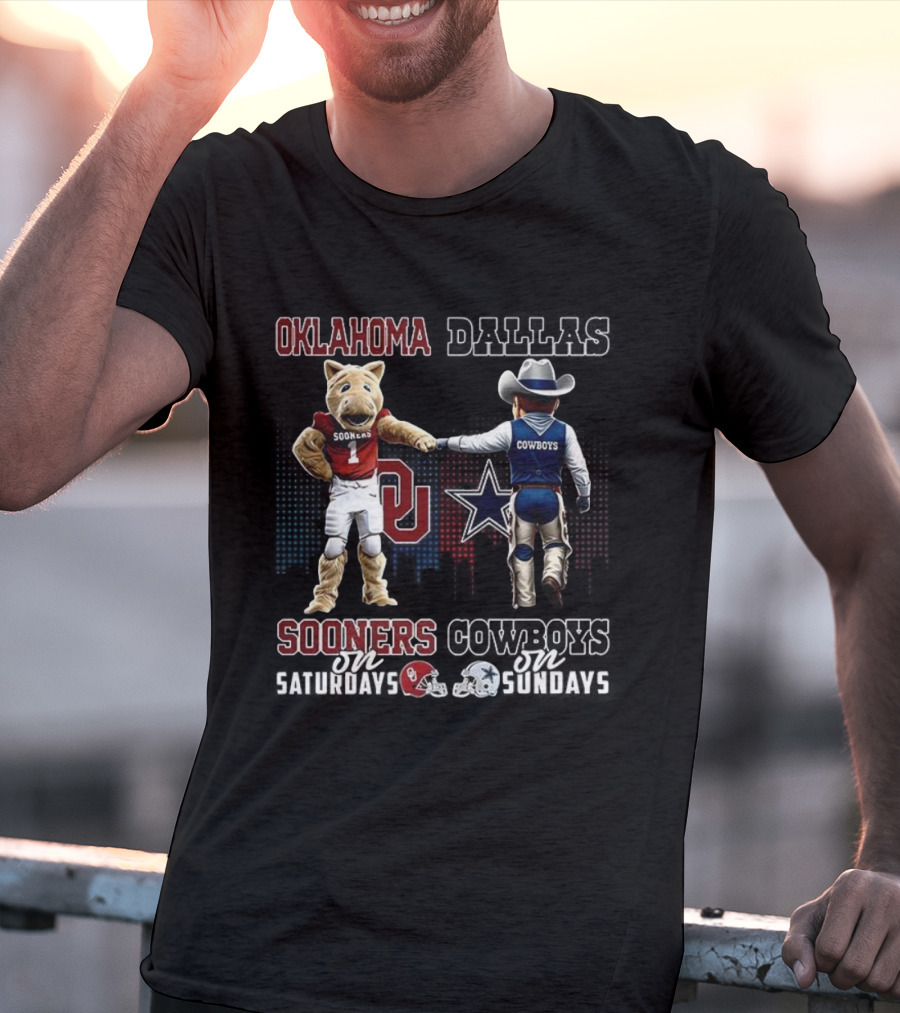 Oklahoma Sooners Saturdays Dallas Cowboys Sundays Mascot Team Spirit T-Shirt