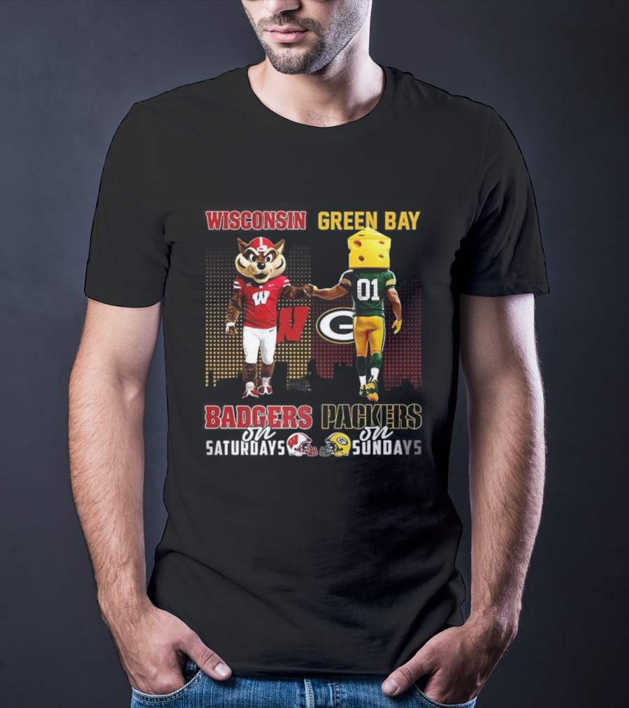 Wisconsin Badgers Saturdays Green Bay Packers Sundays Football Fans T-Shirt