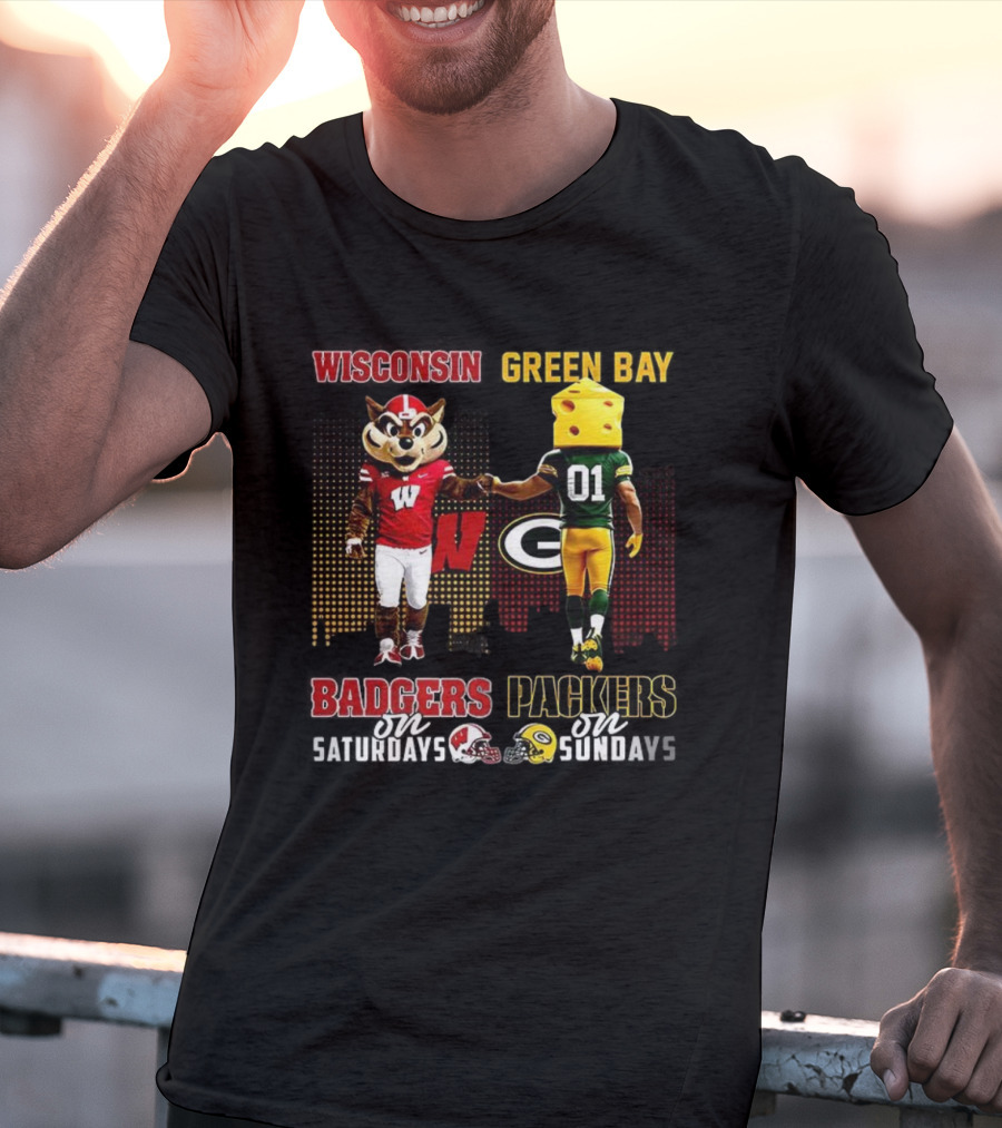 Wisconsin Badgers Saturdays Green Bay Packers Sundays Football Fans T-Shirt