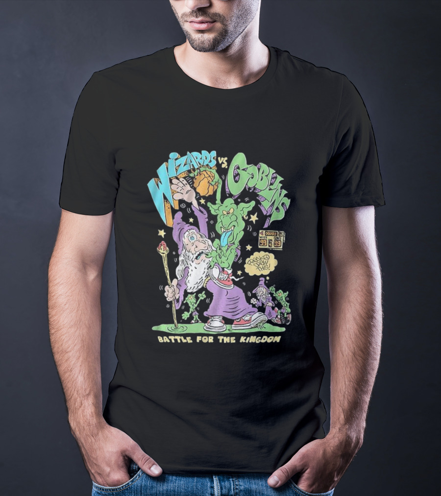 Wizards Vs Goblins Battle For The Kingdom Basketball Cartoons Scoreboard Showdown T-Shirt