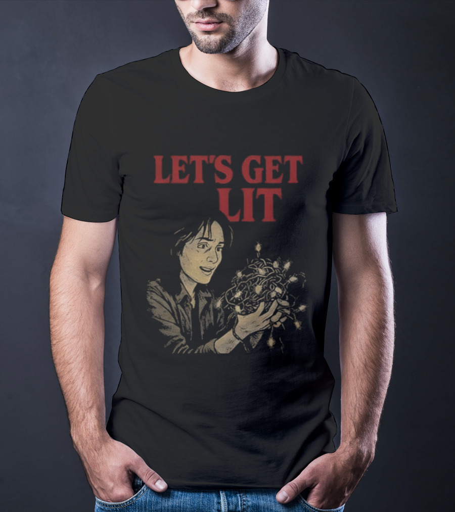 Stranger Things Let's Get Lit Funny Holiday Christmas Lights T-Shirt