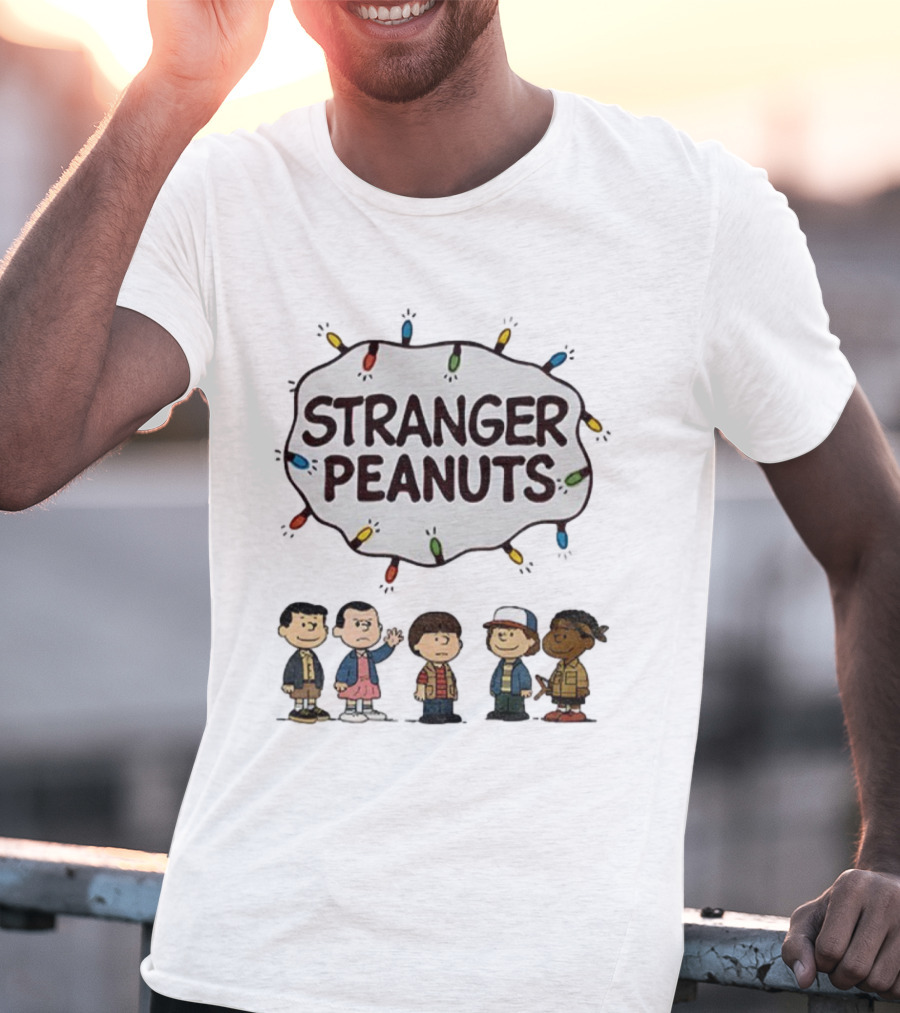 Stranger Peanuts Characters Christmas Lights Mashup T-Shirt