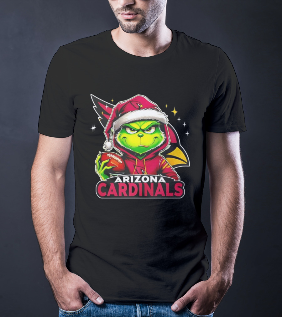 Arizona Cardinals Grinch Santa Christmas NFL Football Holiday T-Shirt