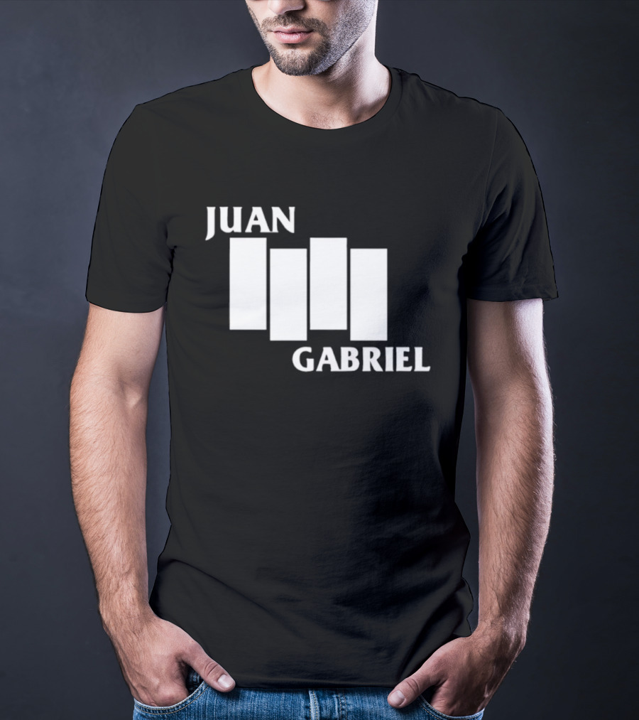 Juan Gabriel Black Flag Parody White Text T-Shirt