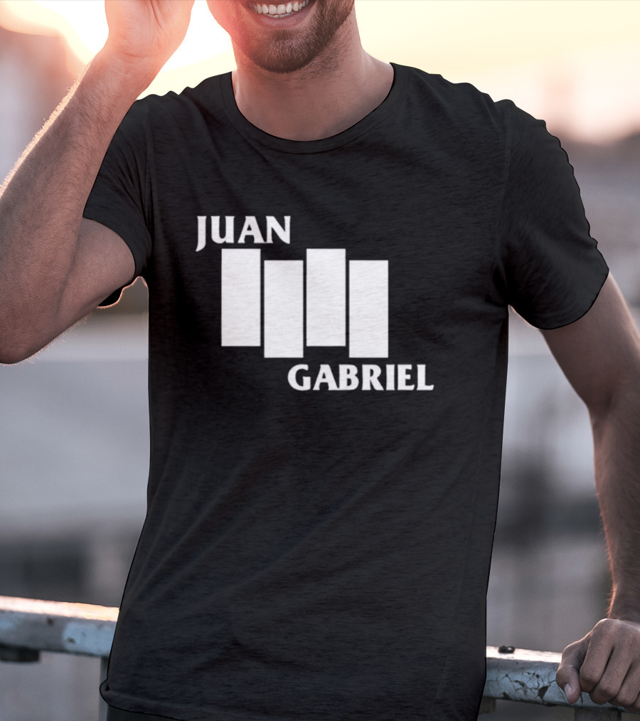 Juan Gabriel Black Flag Parody White Text T-Shirt