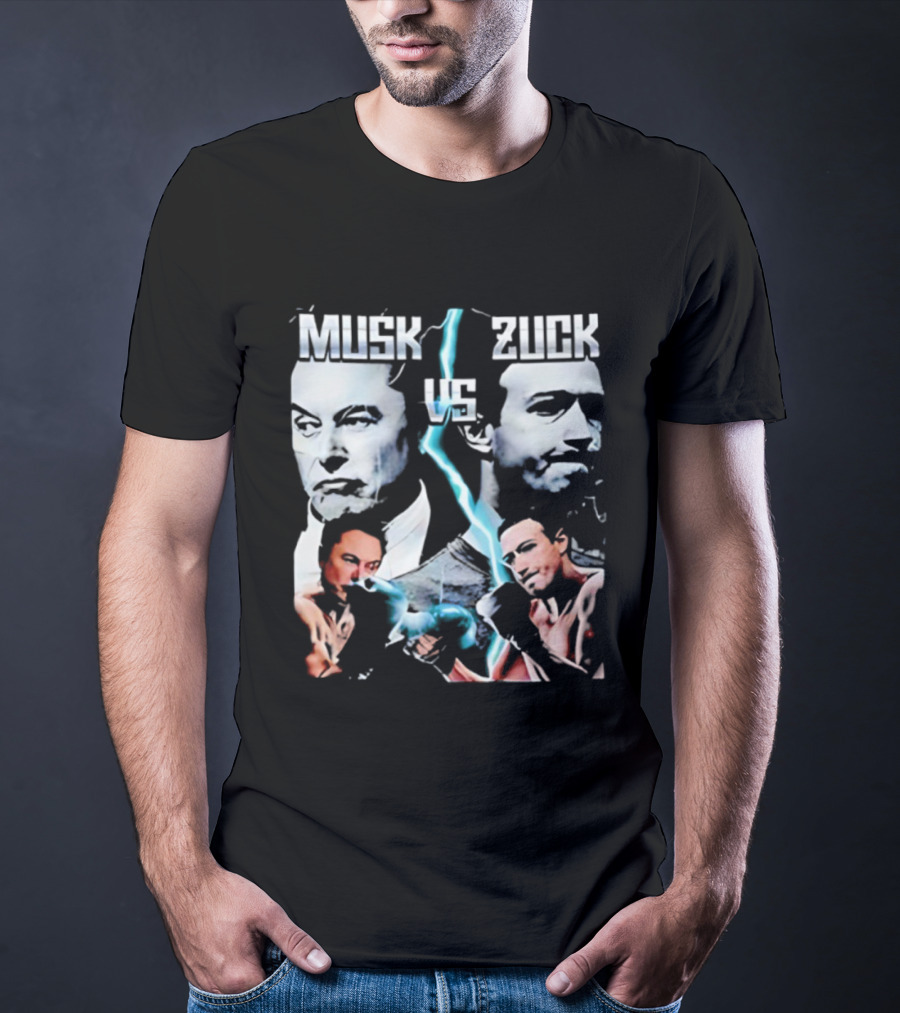 Musk Zuck Dual Lighting Face-Off T-Shirt