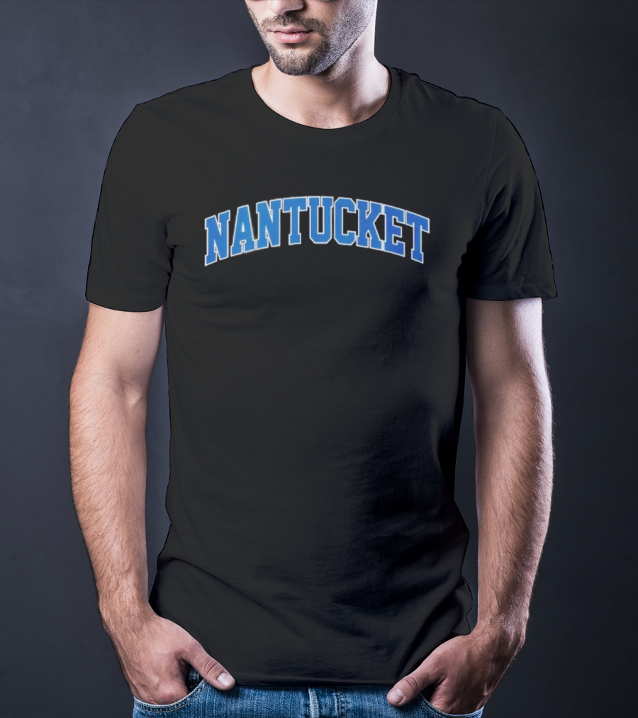 Nantucket Arch Bold Blue Text T-Shirt