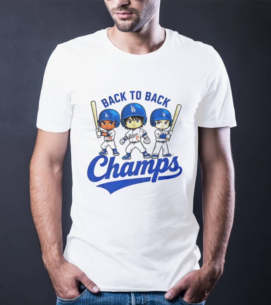 Los Angeles Dodgers Baseball Back To Back Champs Characters T-Shirt