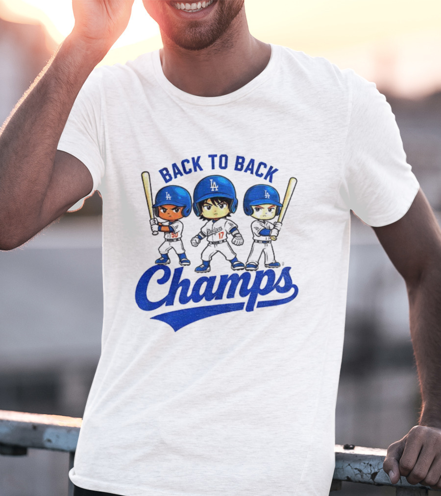 Los Angeles Dodgers Baseball Back To Back Champs Characters T-Shirt
