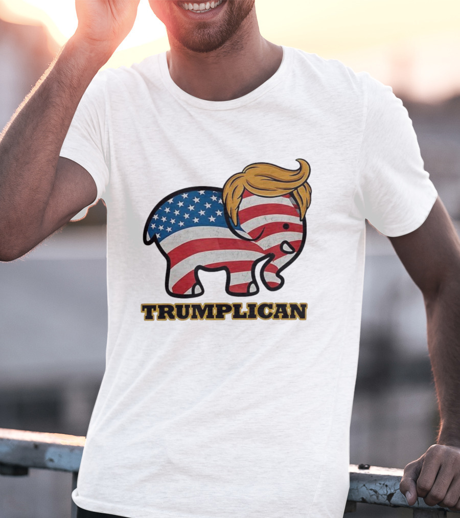 TRUMPLICAN American Flag Elephant With Hair Caricature T-Shirt