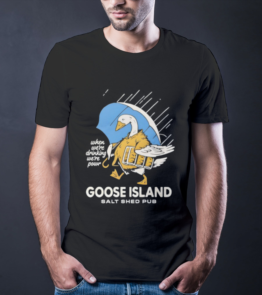 Goose Island Salt Shed Pub Goose With Pie And Umbrella T-Shirt