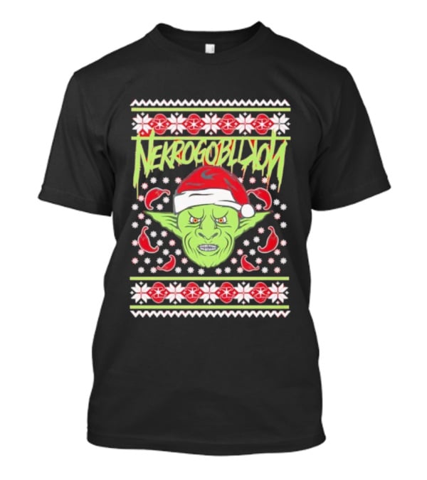 Grinch Nekrogoblikon Santa Hat Ugly Christmas Alien Goblin T-Shirt