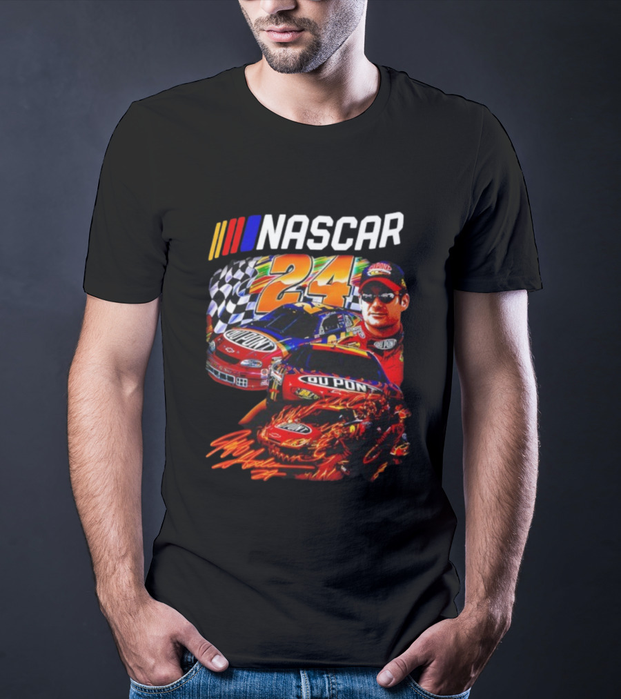 Nascar Jeff Gordon DuPont Racing Number 24 Checkered Flag T-Shirt
