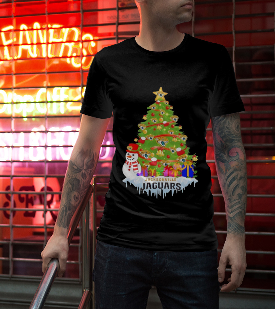 Jacksonville Jaguars Christmas Tree Holiday Football Celebration T-Shirt