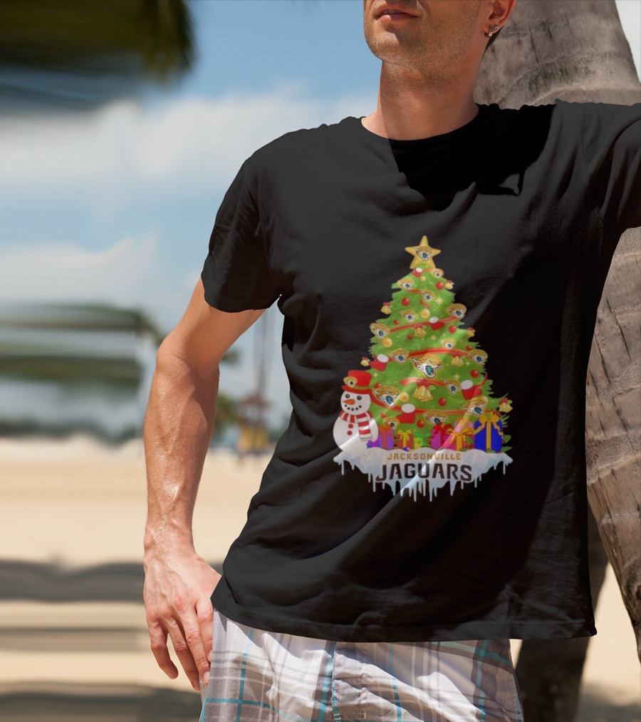 Jacksonville Jaguars Christmas Tree Holiday Football Celebration T-Shirt