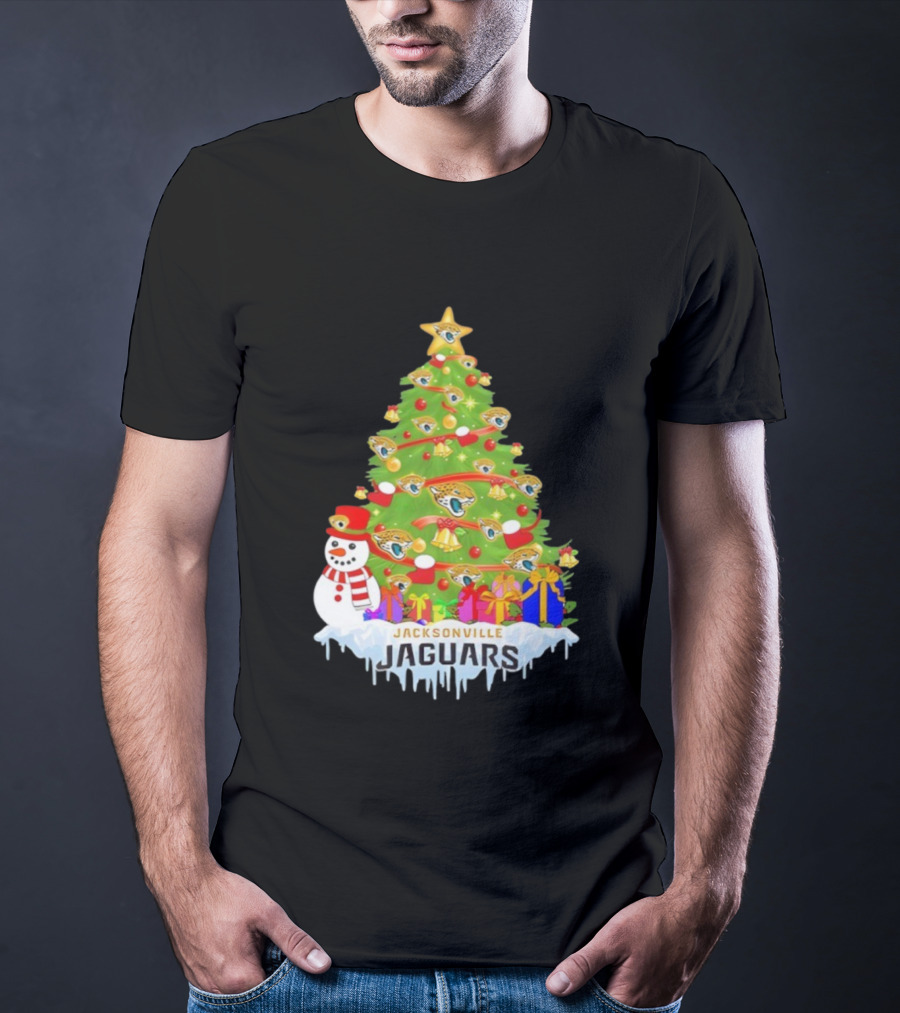 Jacksonville Jaguars Christmas Tree Holiday Football Celebration T-Shirt