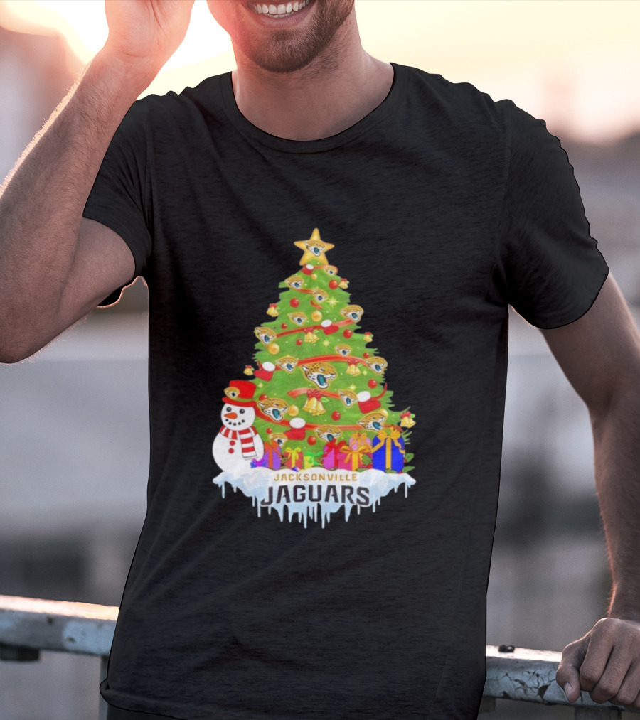 Jacksonville Jaguars Christmas Tree Holiday Football Celebration T-Shirt