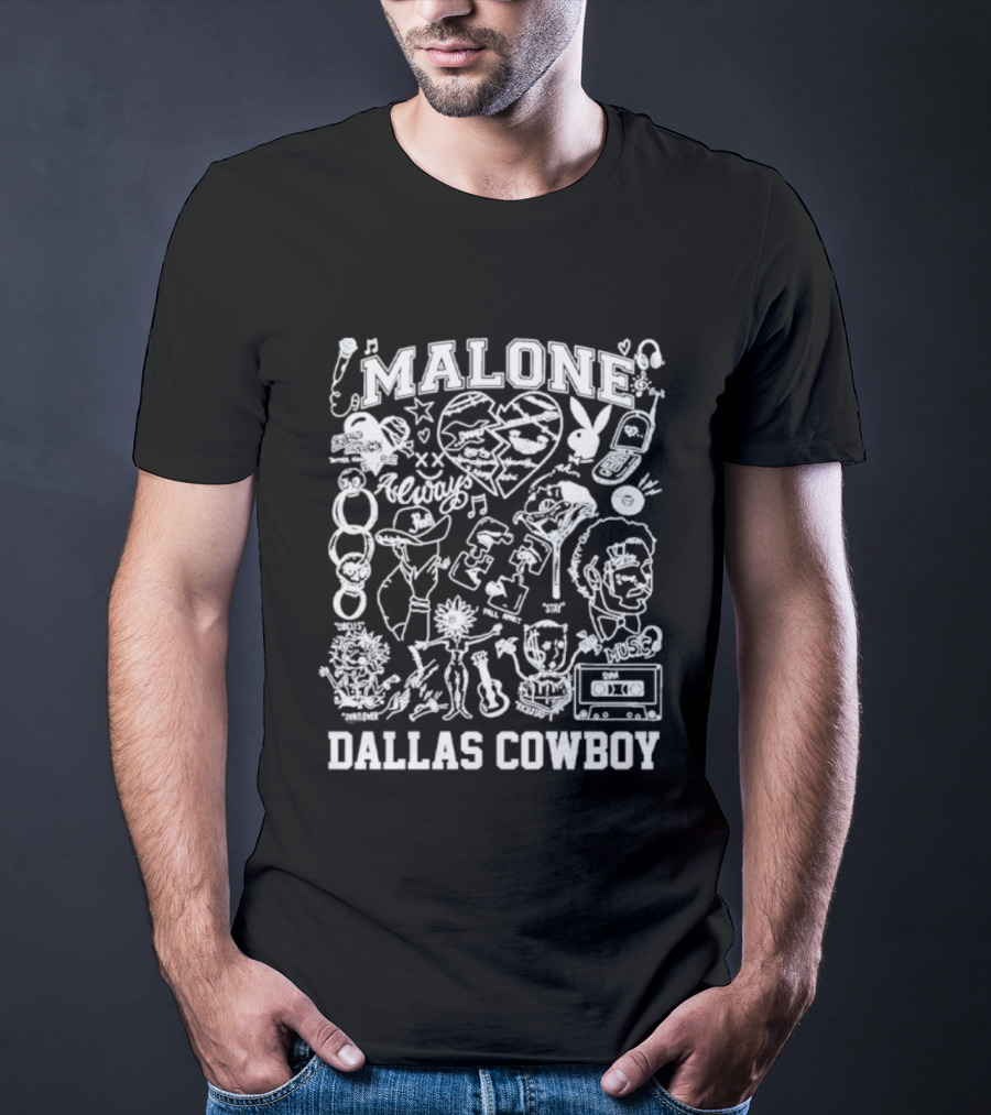 Malone Dallas Cowboy Iconic Patterns And Symbols T-Shirt