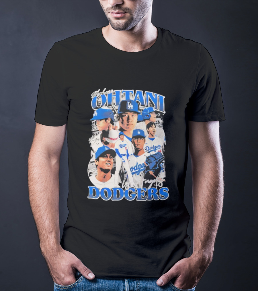 Shohei Ohtani Los Angeles Dodgers Baseball Player Collage Dodgers T-Shirt