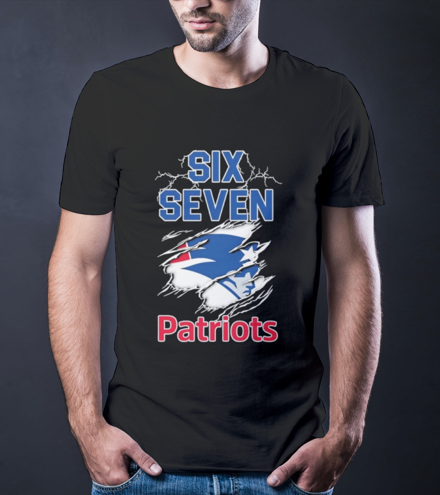 Six Seven Patriots Lightning Bold Style NFL Fan Gear T-Shirt