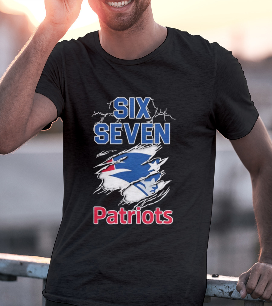 Six Seven Patriots Lightning Bold Style NFL Fan Gear T-Shirt