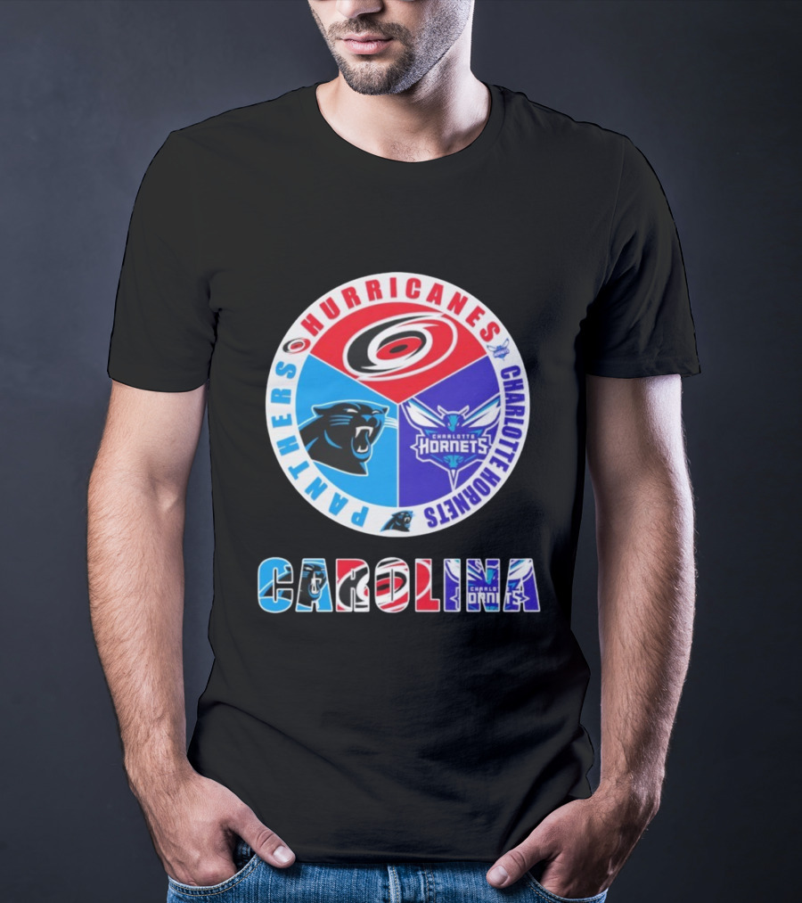 Carolina Hurricanes Panthers Charlotte Hornets Sports Collaboration T-Shirt