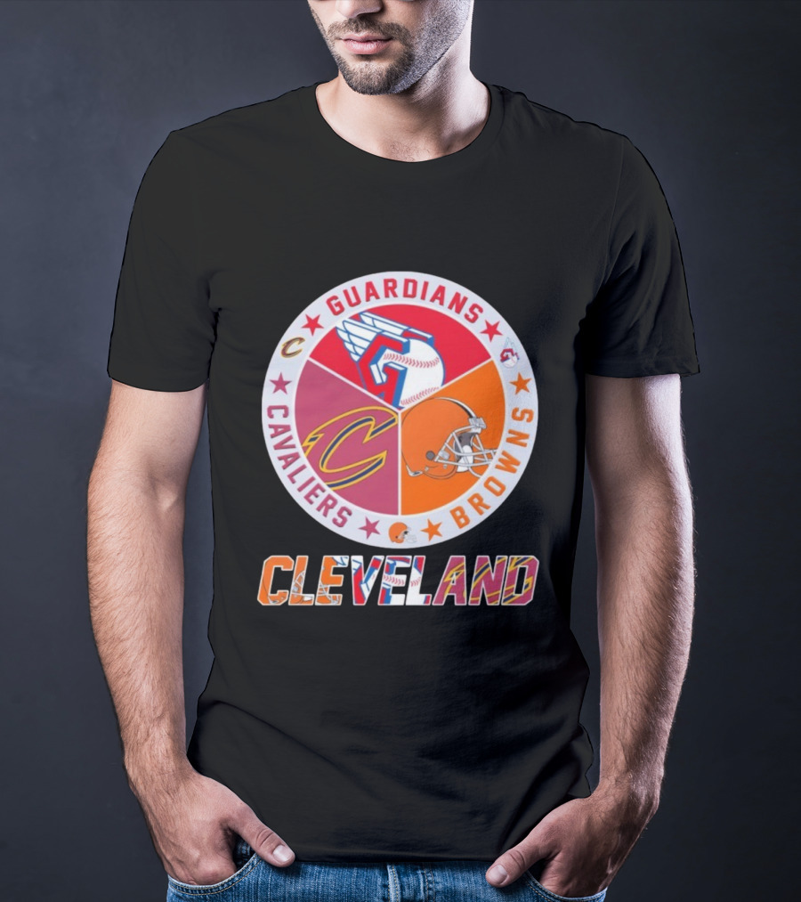Cleveland Guardians Cavaliers Browns Sports Logos Circle T-Shirt