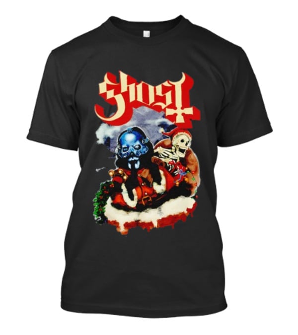 Ghost Father Christmas 2025 Festive Skull Santa Artwork T-Shirt