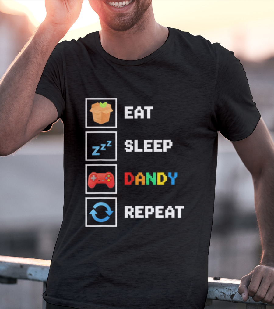 Eat Sleep Dandy Repeat Pixel Foodie Retro Gamer Pattern T-Shirt