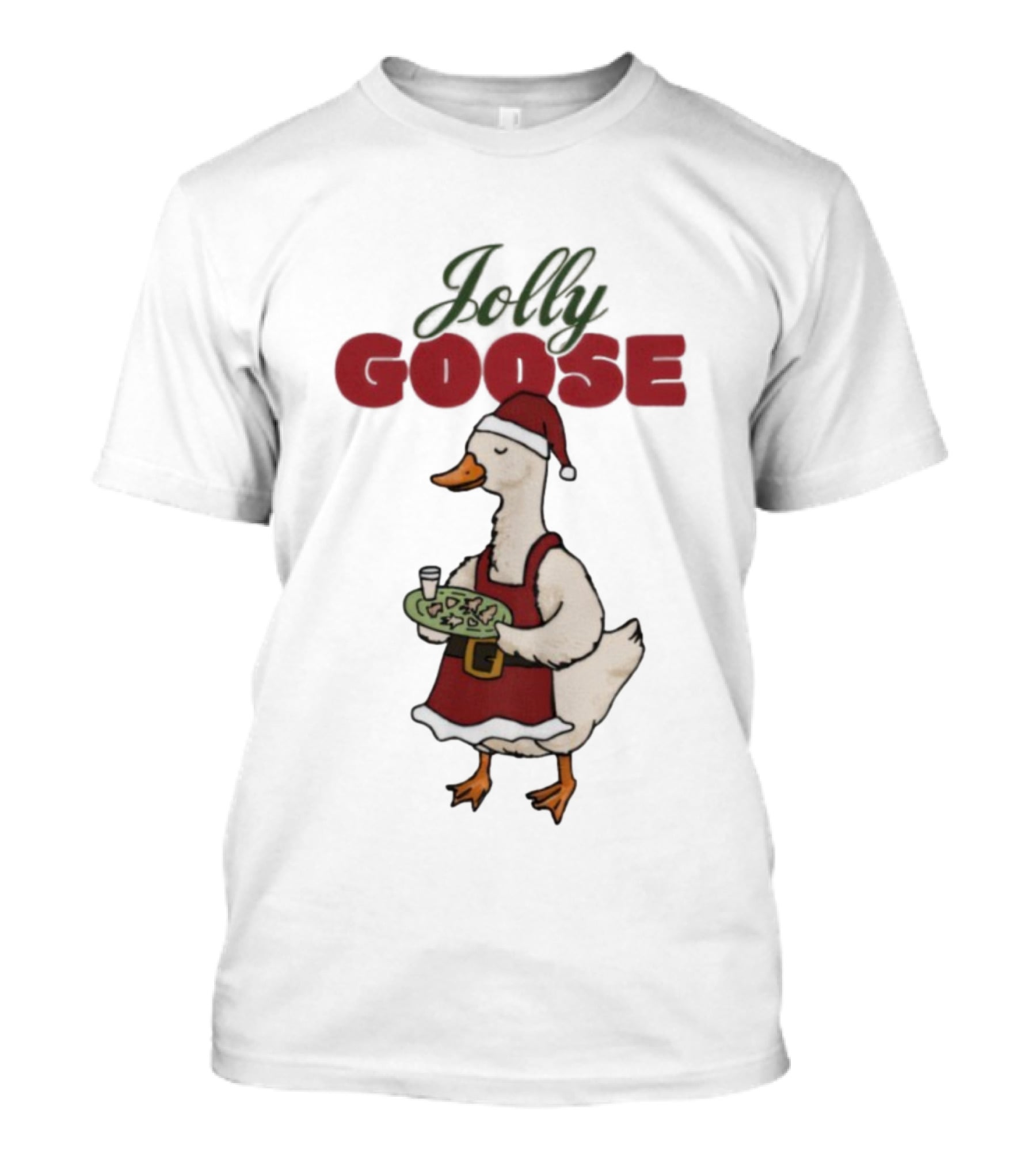Jolly Goose Santa Suit Festive Duck With Snacks And Drink T-Shirt