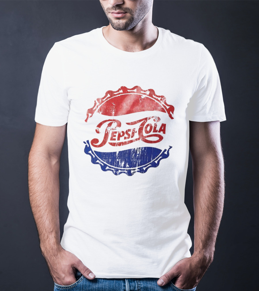 Pepsi Cola Vintage Bottle Cap Distressed Red White Blue T-Shirt