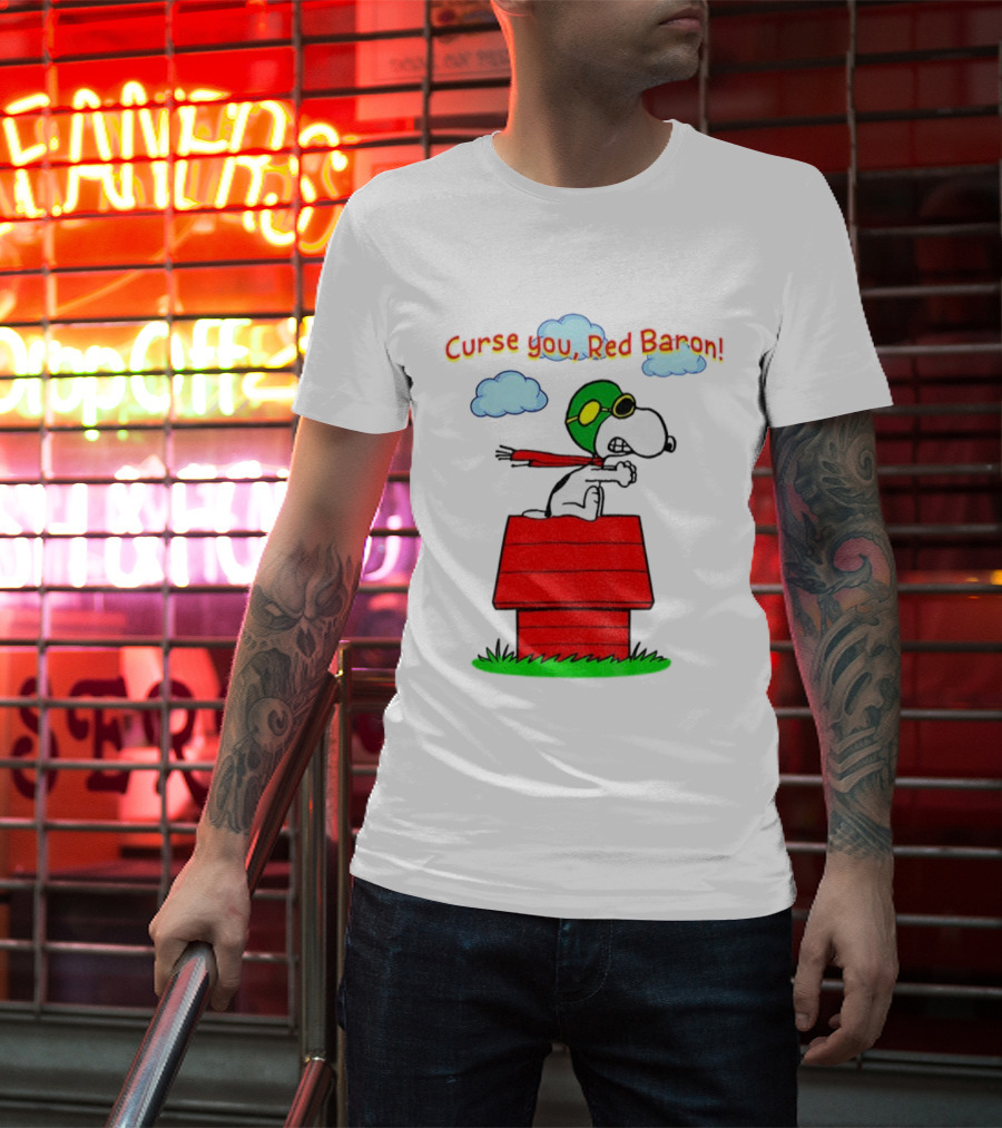 Snoopy Peanuts Flying Ace Curse You Red Baron Iconic Scene T-Shirt