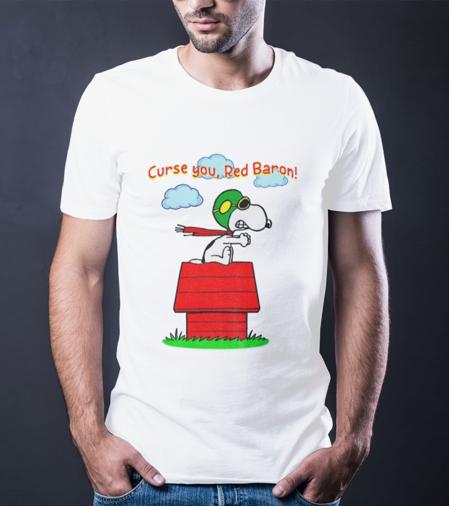 Snoopy Peanuts Flying Ace Curse You Red Baron Iconic Scene T-Shirt
