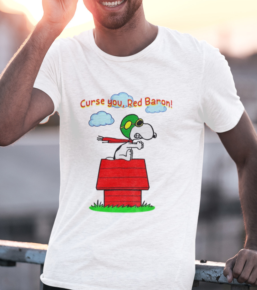 Snoopy Peanuts Flying Ace Curse You Red Baron Iconic Scene T-Shirt