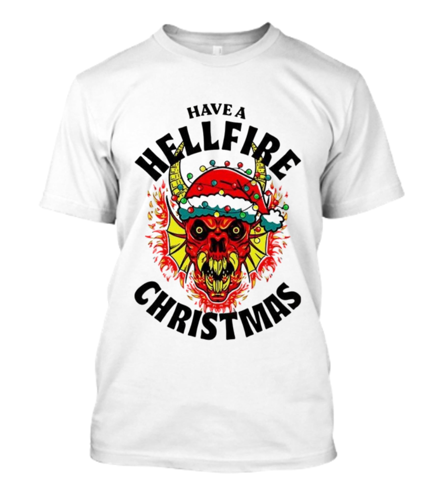 Have A Hellfire Christmas Demon With Santa Hat Stranger Things T-Shirt