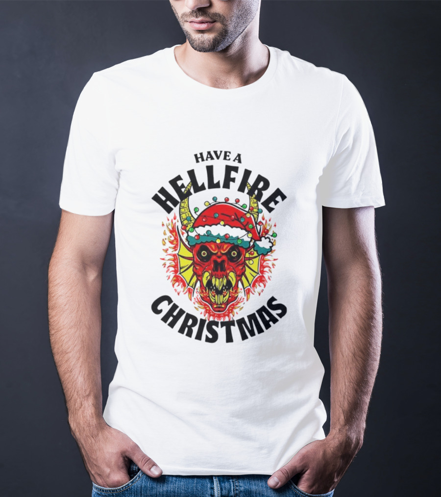 Have A Hellfire Christmas Demon With Santa Hat Stranger Things T-Shirt
