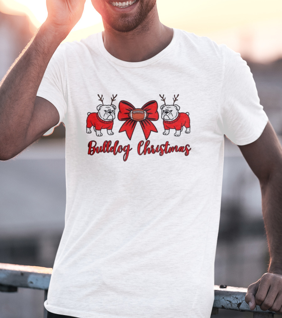 UGA Bulldogs Christmas Bow Football Bulldogs T-Shirt