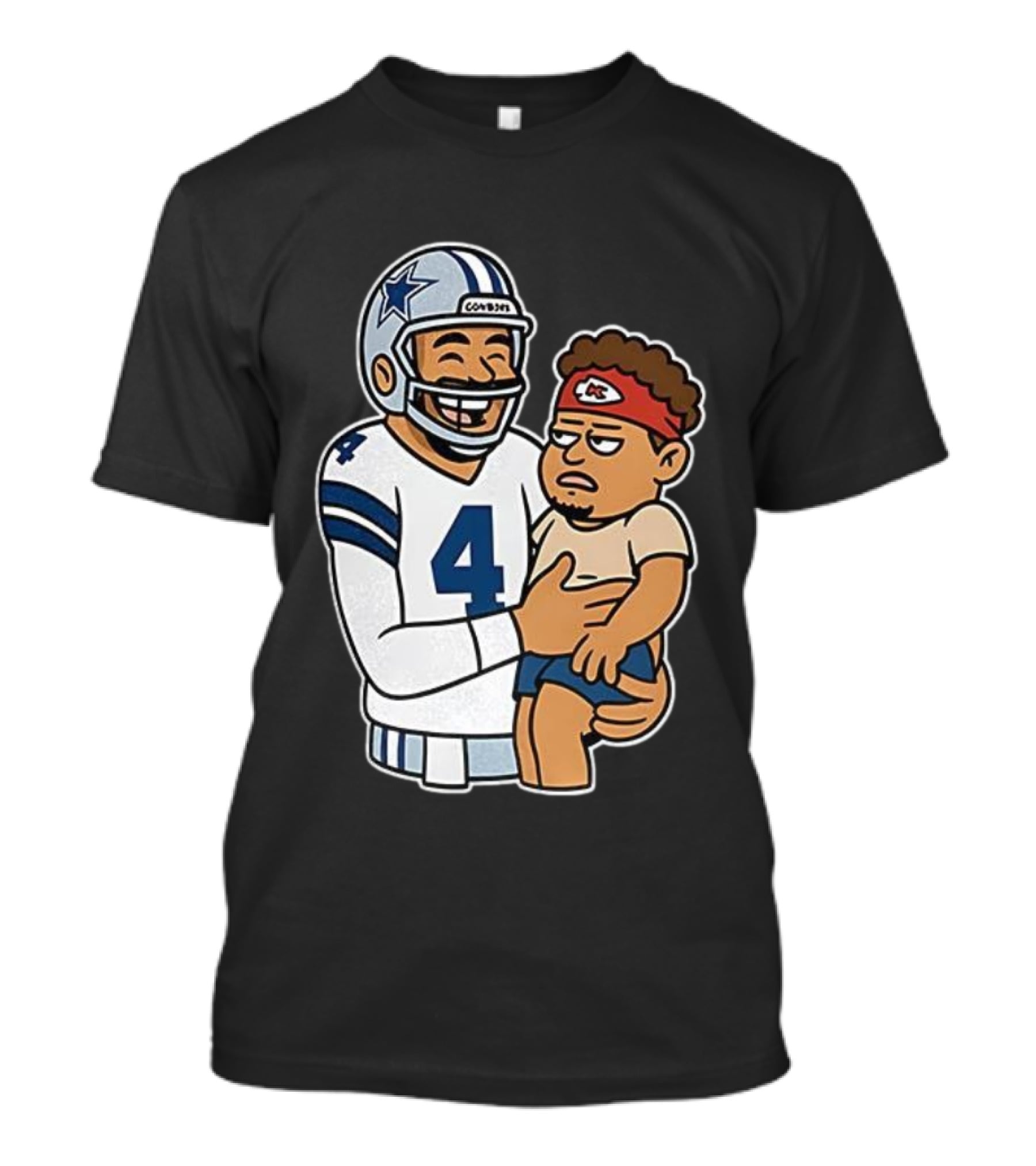Dak Prescott Cowboys Carrying Baby Chiefs Player Sketch T-Shirt