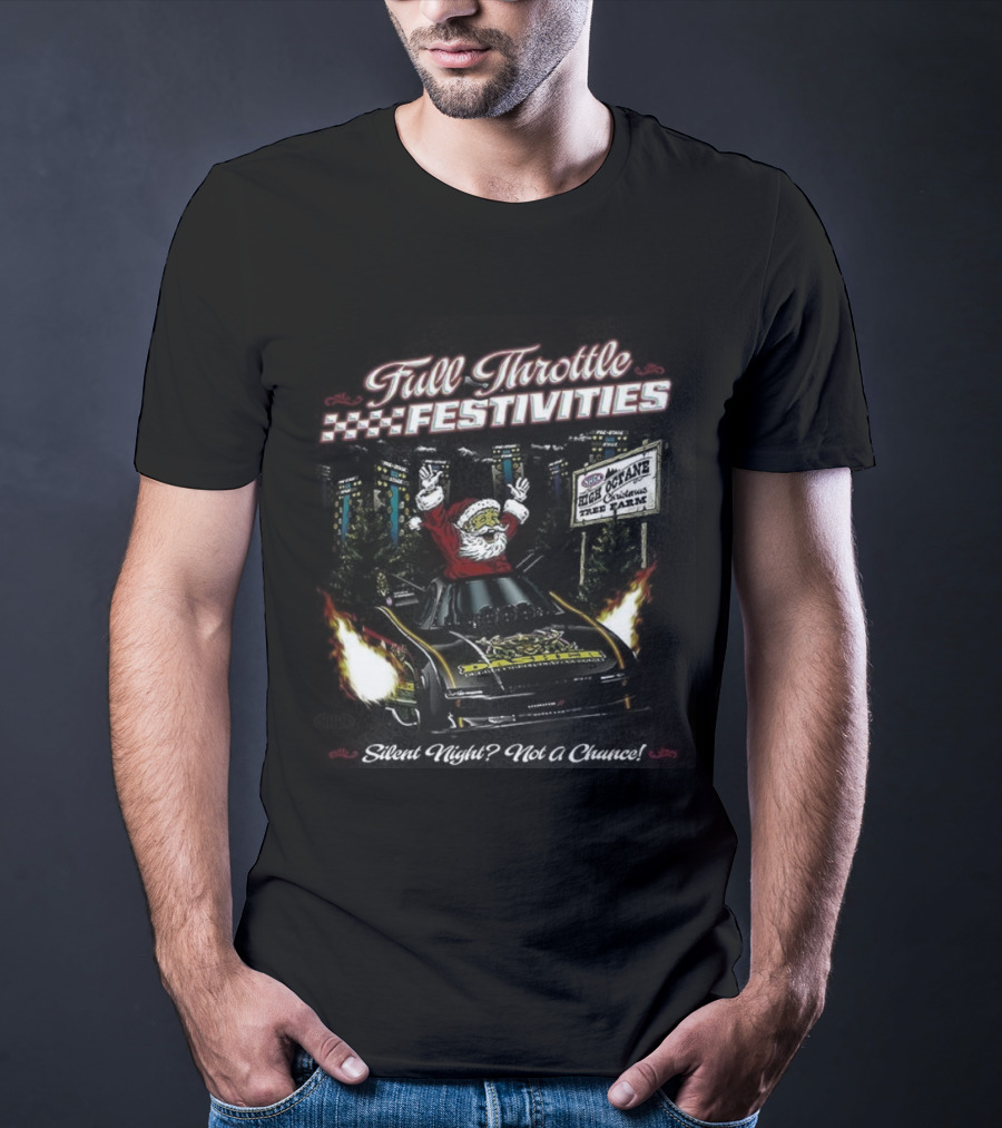 Full Throttle Festivities Santa Sleigh Christmas Celebration T-Shirt