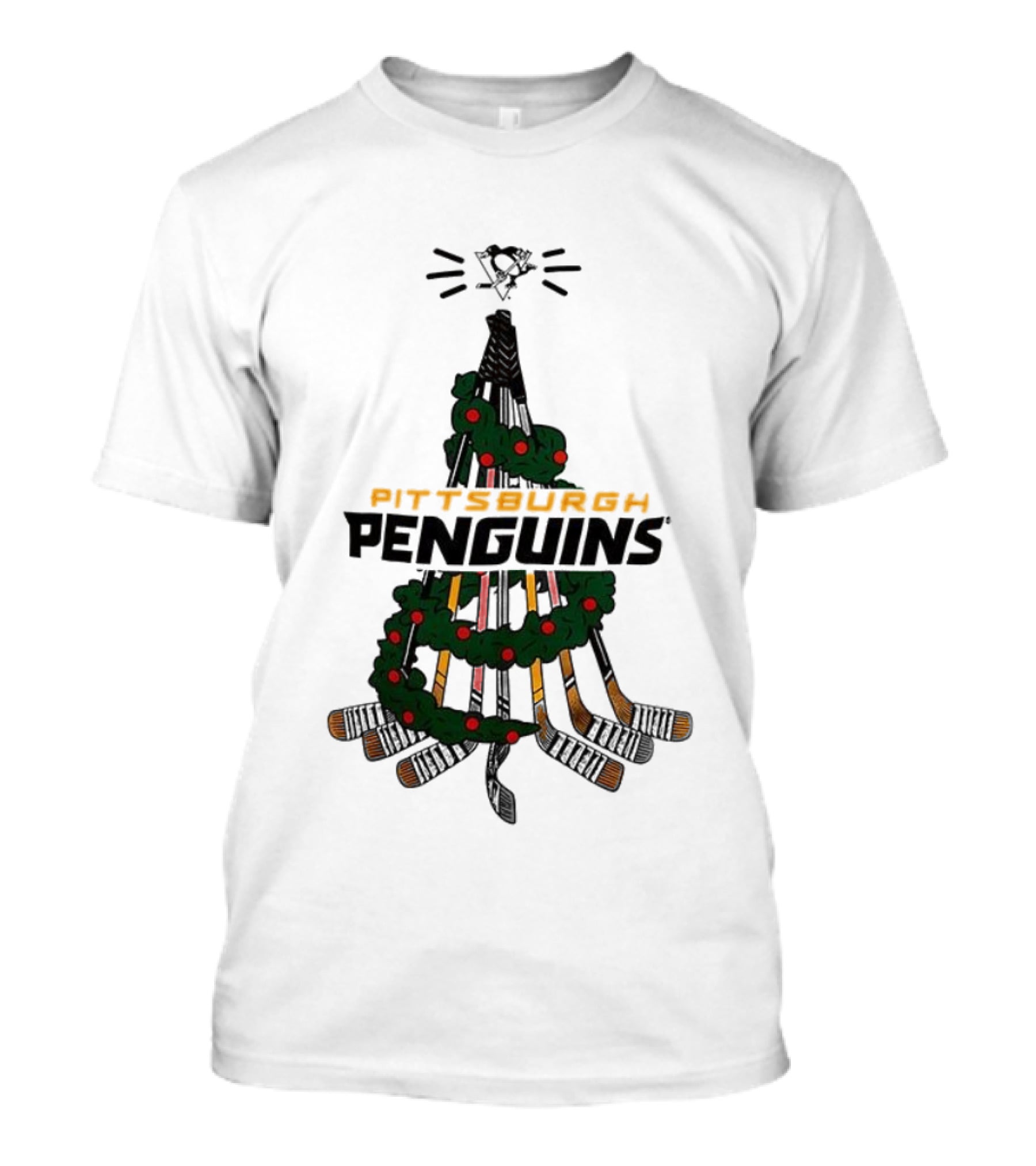 Pittsburgh Penguins Stickmas Holiday Christmas Tree NHL Hockey Team Christmas T-Shirt