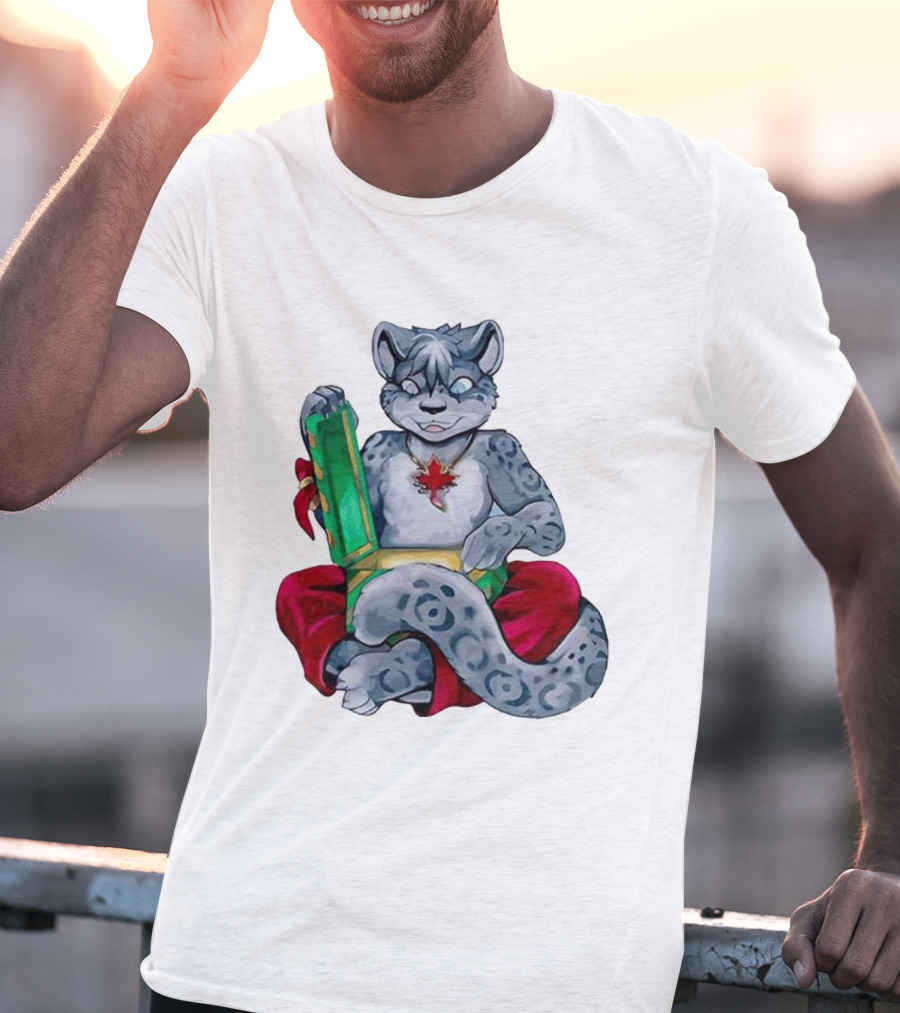 Canadian Christmas Furry Snow Leopard Holiday Fun T-Shirt