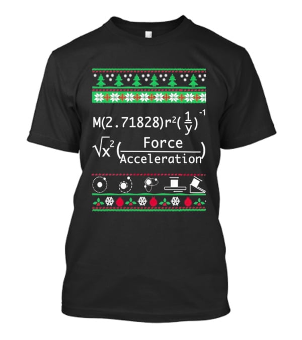 Math Physics Formula Equation Christmas Trees Snowflakes Flowers T-Shirt