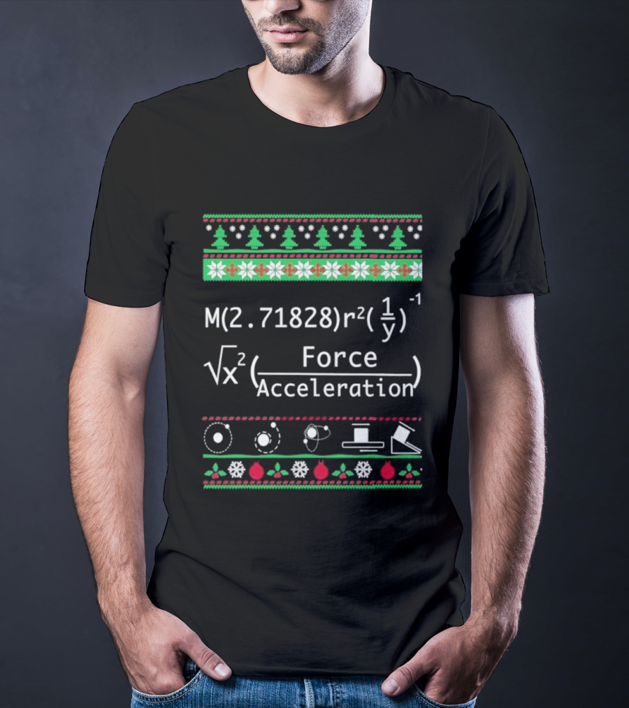 Math Physics Formula Equation Christmas Trees Snowflakes Flowers T-Shirt