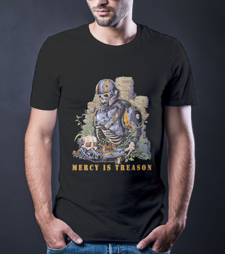 Mercy Is Treason Skeleton Warrior Battle Gear Vintage Style T-Shirt