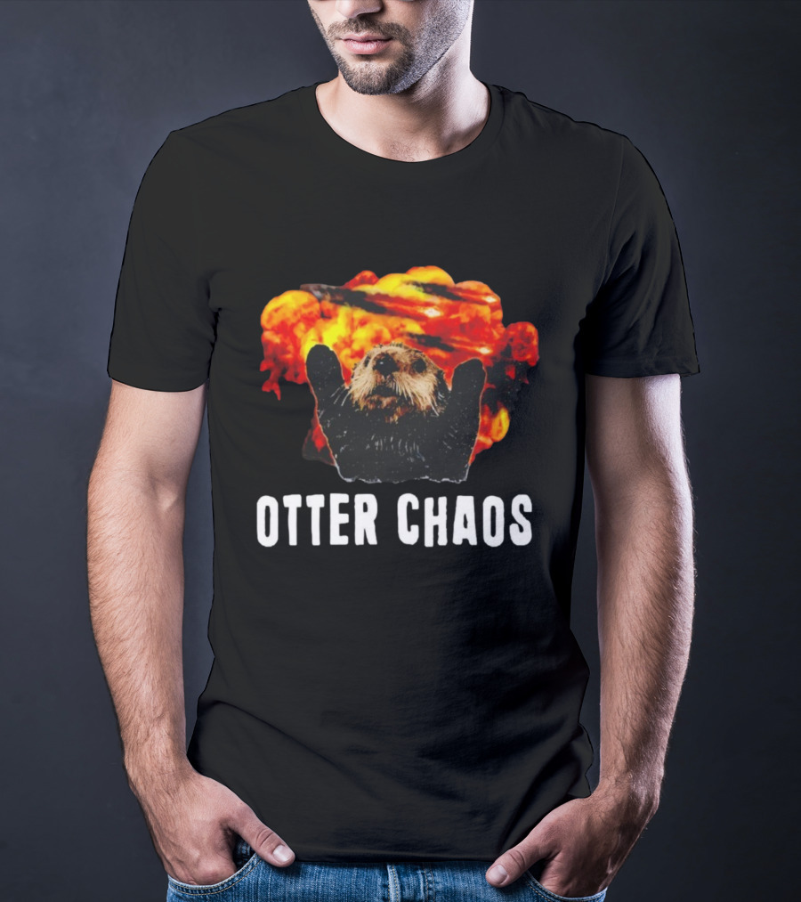 OTTER CHAOS Explosion With Fiery Burst T-Shirt