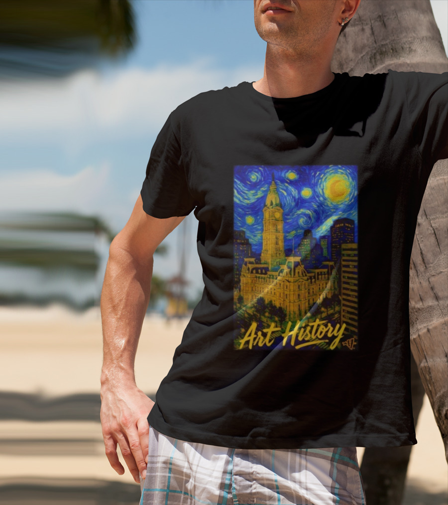 Art History Starry Van Gogh City Hall Night Scene T-Shirt