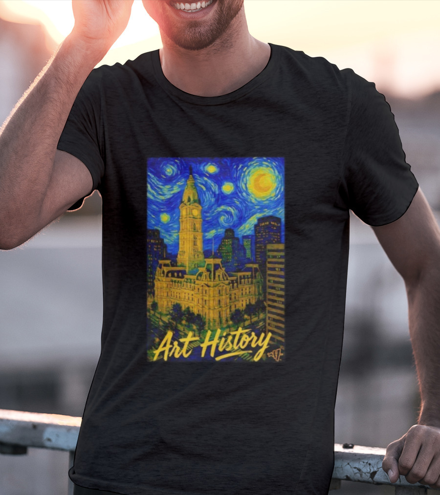 Art History Starry Van Gogh City Hall Night Scene T-Shirt