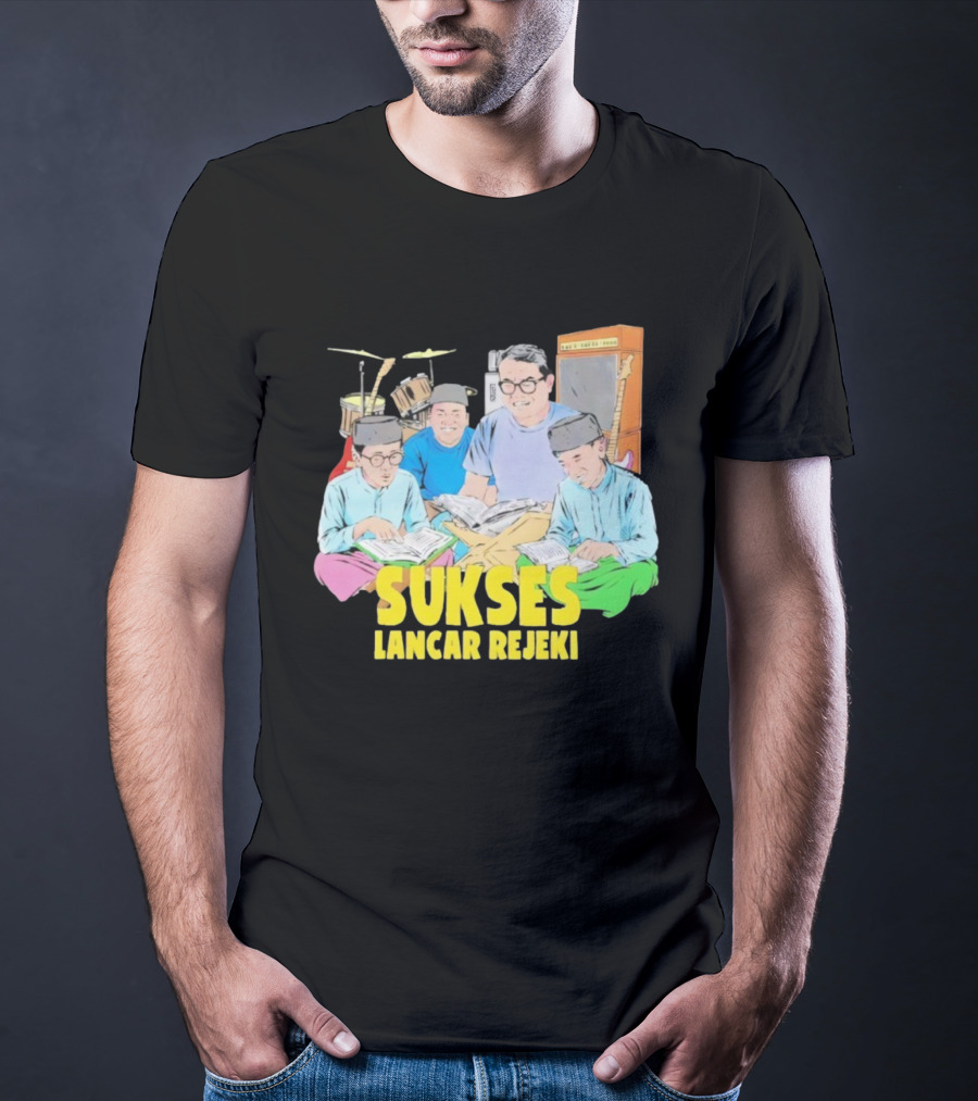 Sukses Lancar Rejeki Illustration With Reading Group And Musical Instruments T-Shirt