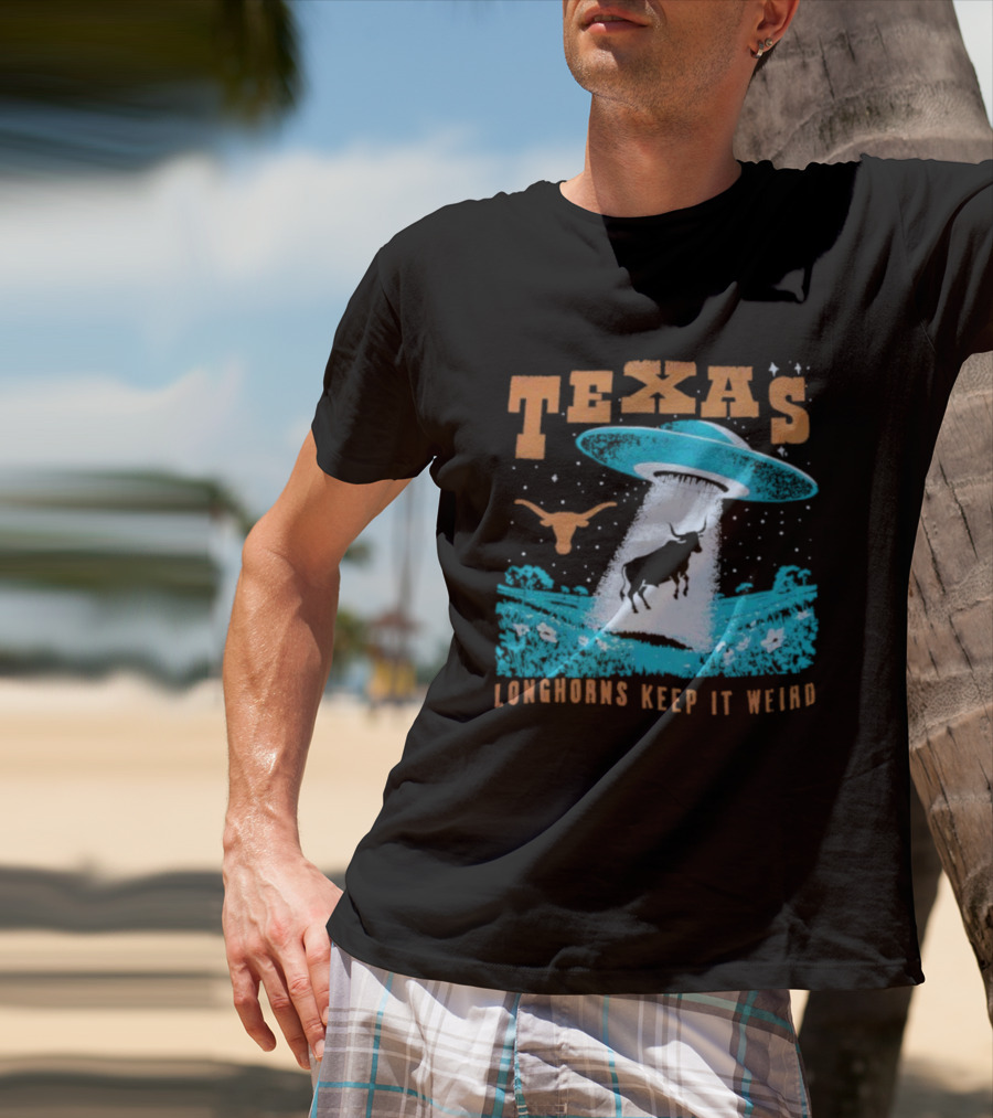 Texas Longhorns Keep It Weird UFO And Cactus Scene T-Shirt