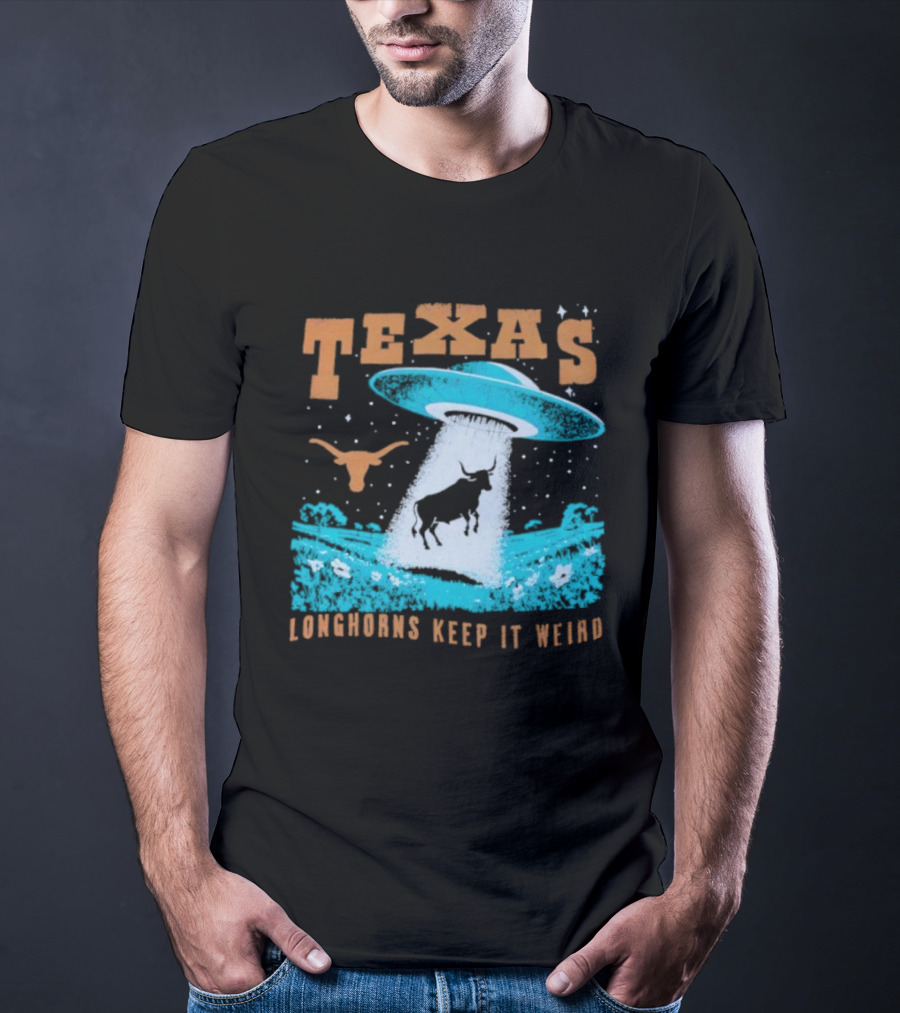 Texas Longhorns Keep It Weird UFO And Cactus Scene T-Shirt